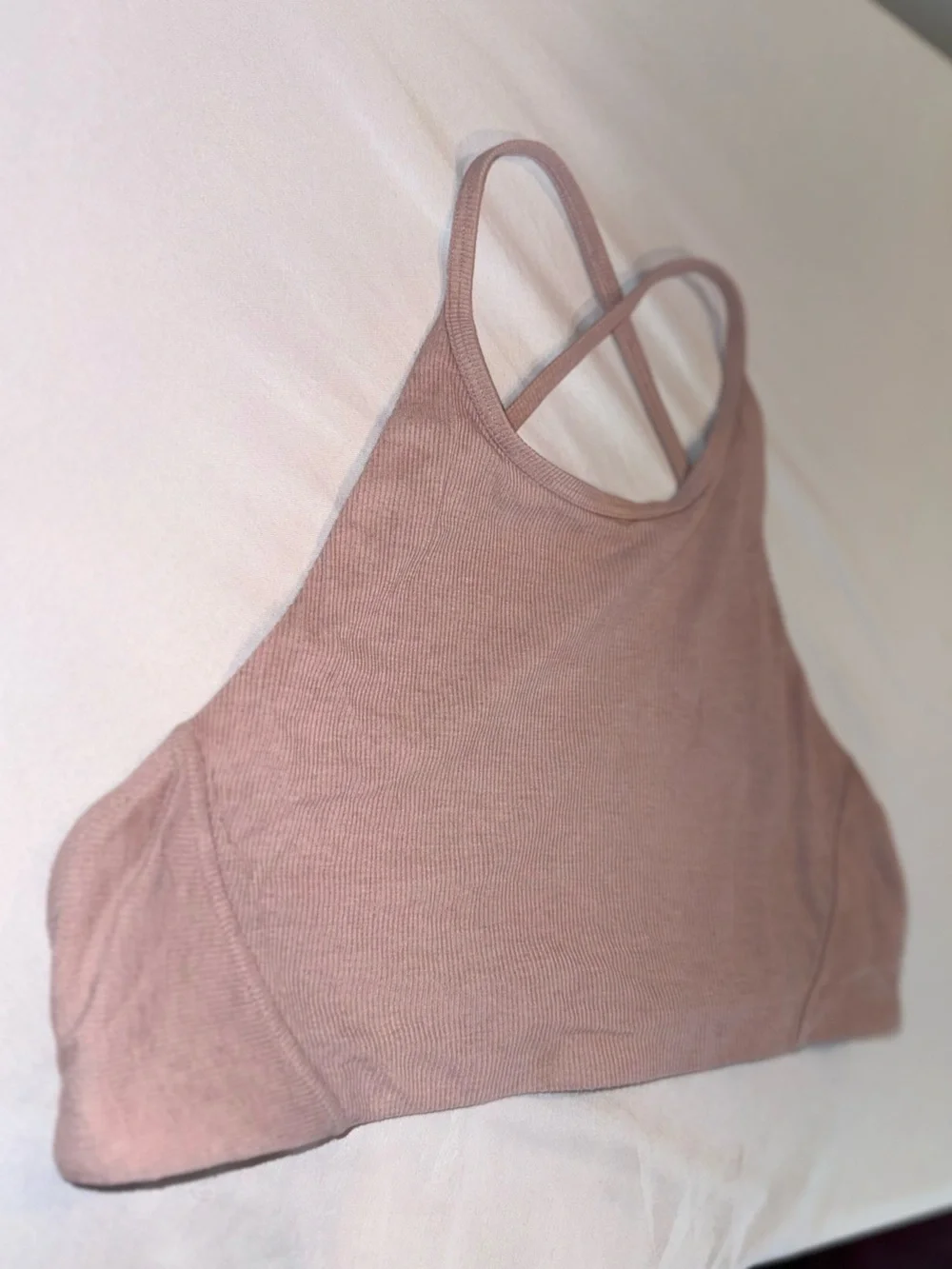 Lululemon Women’s Mauve Pink Ribbed Crisscross BackHigh Neck Bralette Size 6/S